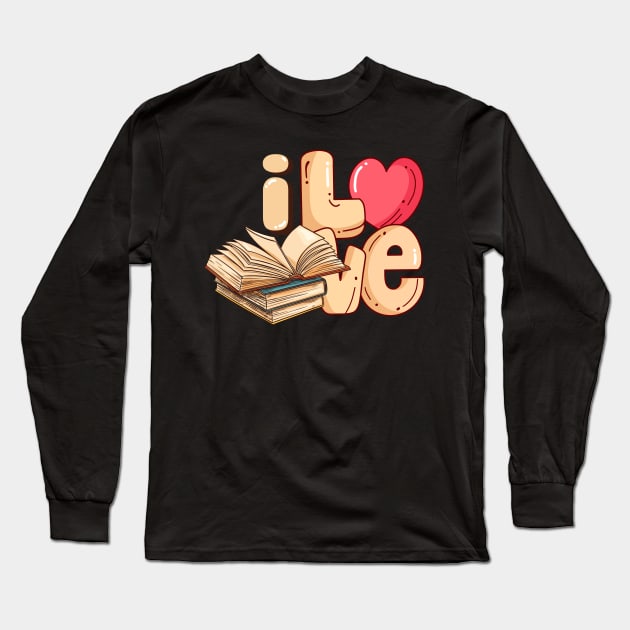 I LOVE BOOKS Long Sleeve T-Shirt by Kikapu creations